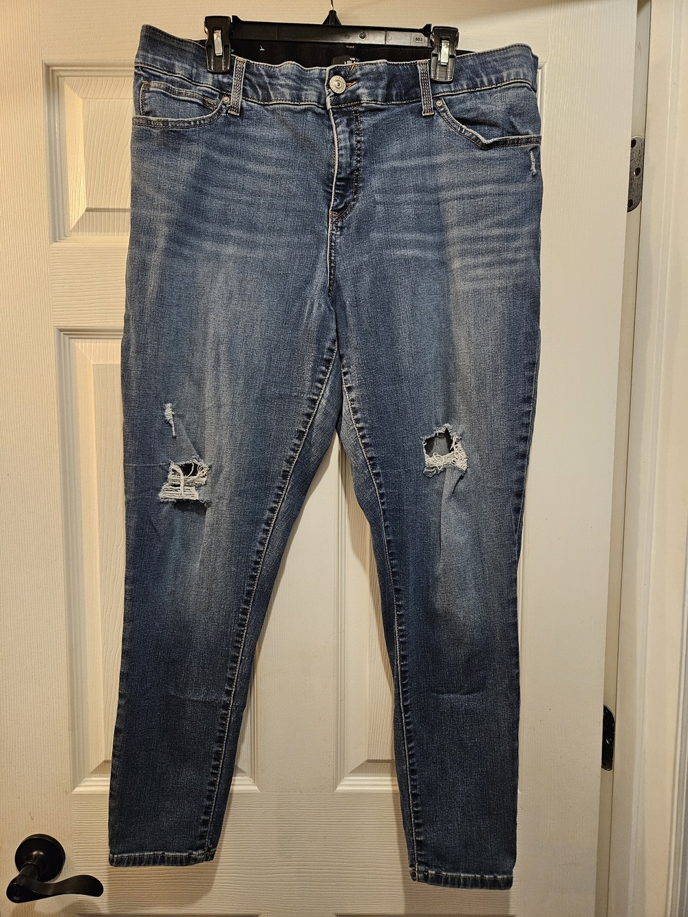 LuLaRoe Women's Skinny Jeans in Medium Blue Distressed 18W